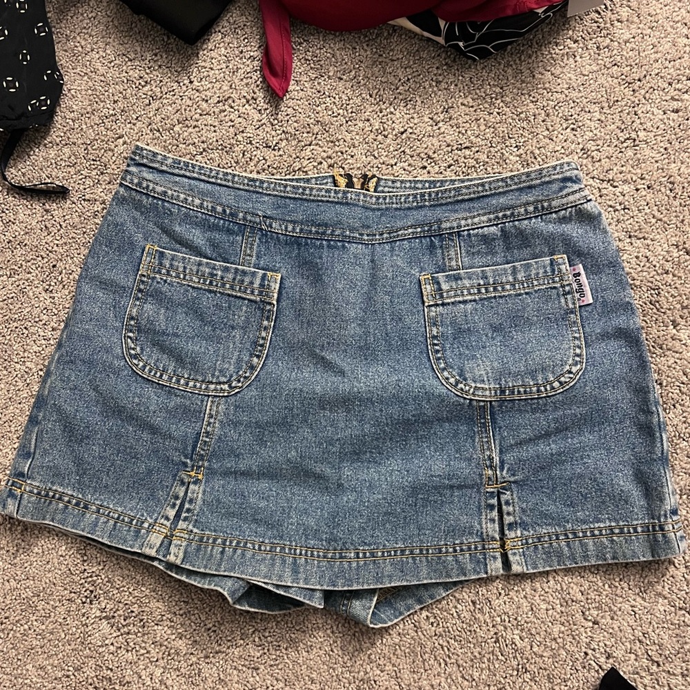 Bongo Jean Skort Y2K Made In USA Size 3 By Gene Montesano